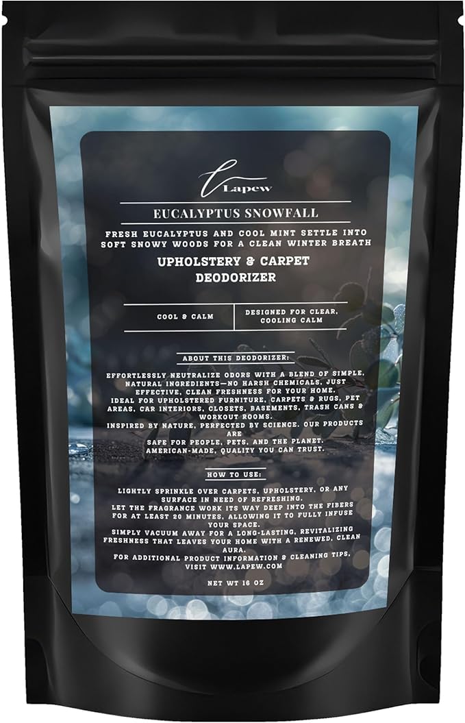 Eucalyptus Snowfall Carpet Freshener Powder 16 oz | Powerful Odor Eliminator for Home | Upholstery Deodorizer | Carpet Deodorizer | Cat Litter Box