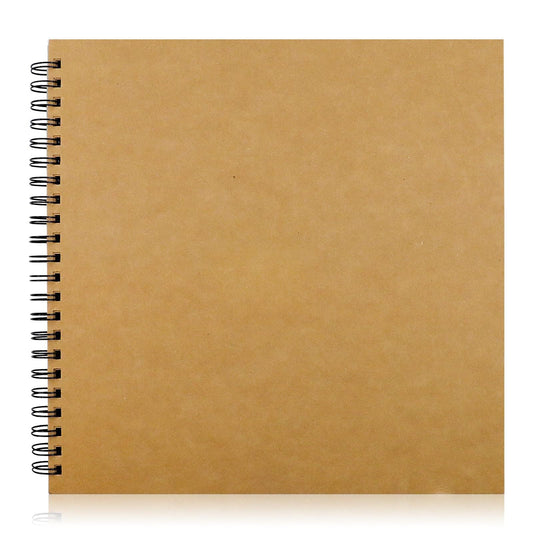 UPlama 12x12 Inch Scrapbook Album 100 Pages, Hardcover Kraft Photo DIY Memory Book with Spiral Binding for Wedding Anniversary Family Photos