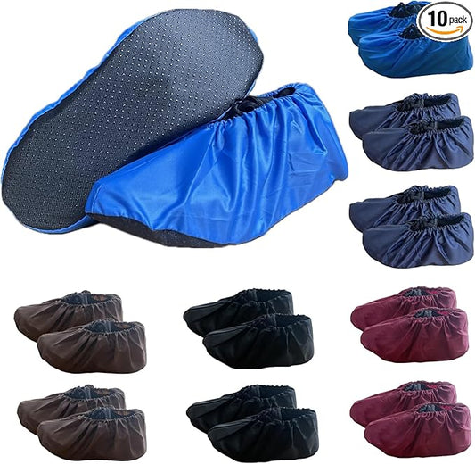 10 Pairs Washable Reusable Shoe Covers Light Weight Boot Covers Anti Slip Dustproof Booties For Indoor Household Office Laboratory (Multicolor, Large)