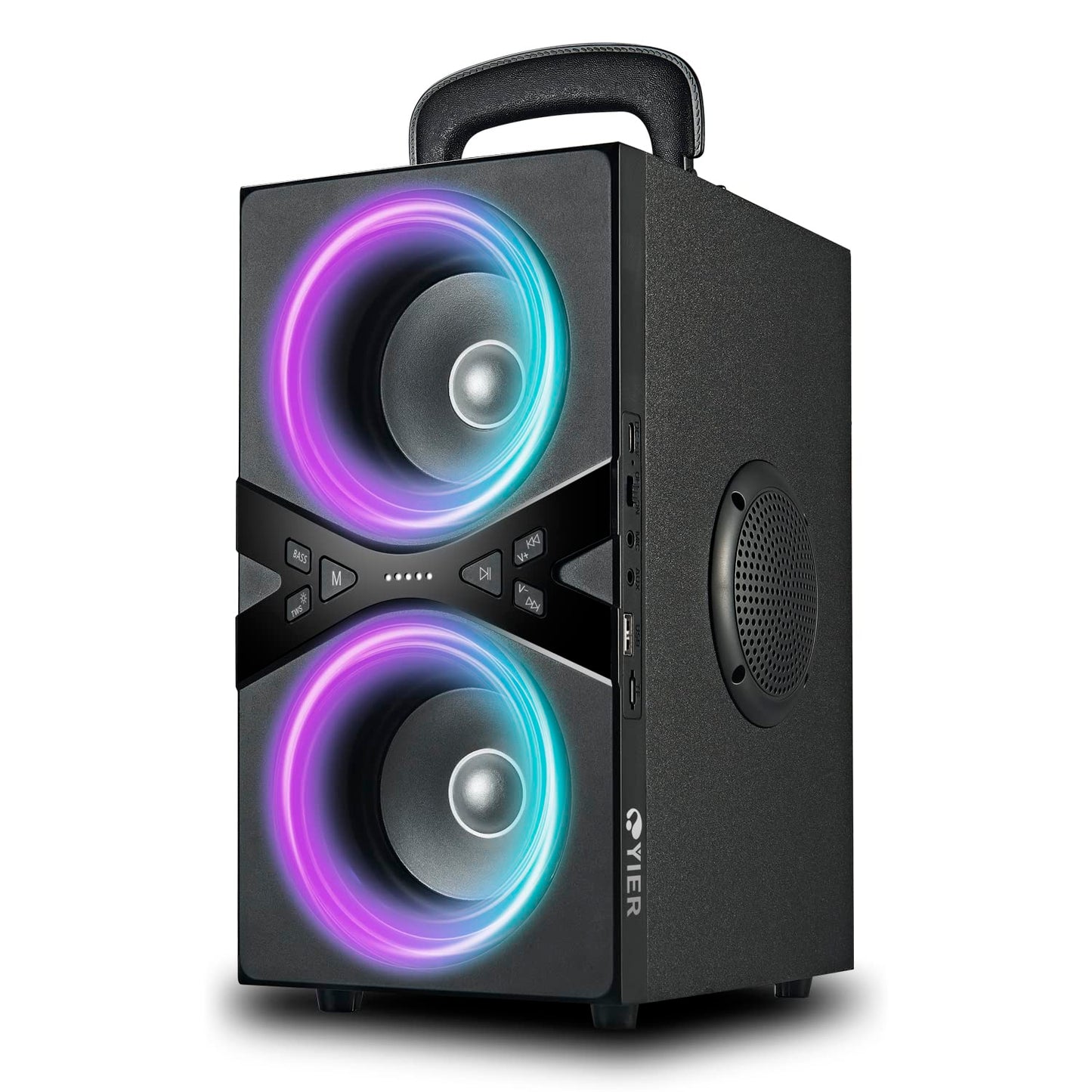 YIER Bluetooth Speakers, Wireless TWS Portable Speaker with Lights,100dB Loud Subwoofer 80w(Peak) Stereo Sound, Bassup Technolog