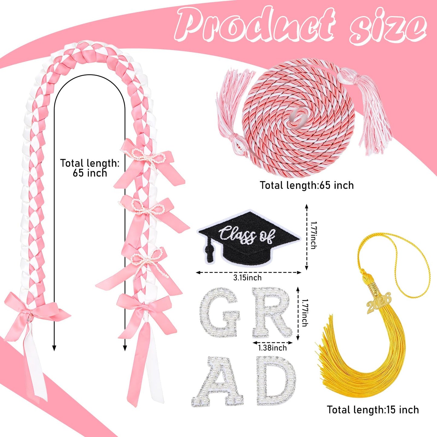 Hamdwerk Graduation Leis Class of 2026, Ribbon Leis Making kits for Graduation 2026, with Graduate Honor Cord and Tassel, DIY Braided Necklace Decorations for Graduate Gifts Party Supplies Accessories