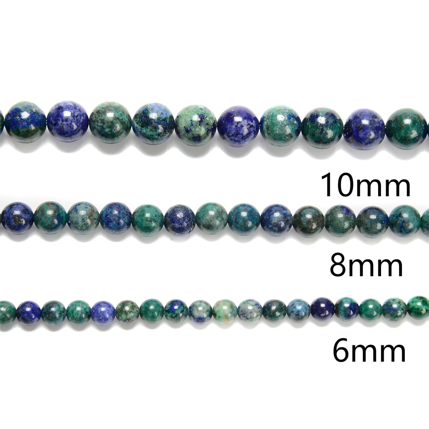Land Long 120pcs(2 Strand/Set) 6mm Natural Chrysocolla Lapis Lazuli Healing Crystal Beads with Energy Power, Smooth Round Gemstone Beads for Jewlery Bracelets Earrings Making DIY