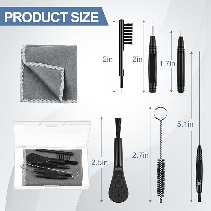 Patelai 8 Pieces Hearing Aid Cleaning Kit Multi Functional Hearing Aid Brush Cleaning Tools for Earbuds, Headphones, Amplifiers with Wax Loop and Magnet Set with Case, Gifts for Relatives