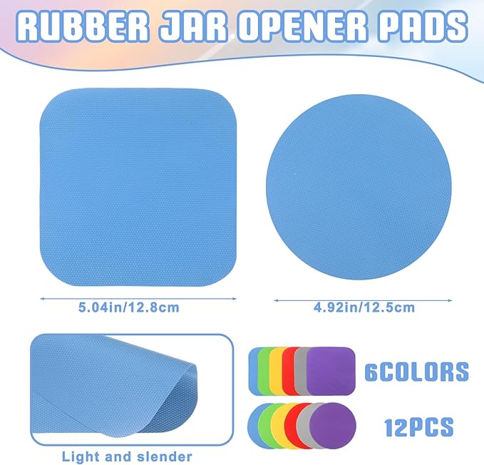 12PCS Rubber Jar Opener Pads Set 5 Inch Round Bottle Jar Opener Multi-function Silicone Bottle Openers Round Heat-insulated Non-Slip Gripper Pads for Seniors Weak Hands Easy Opening