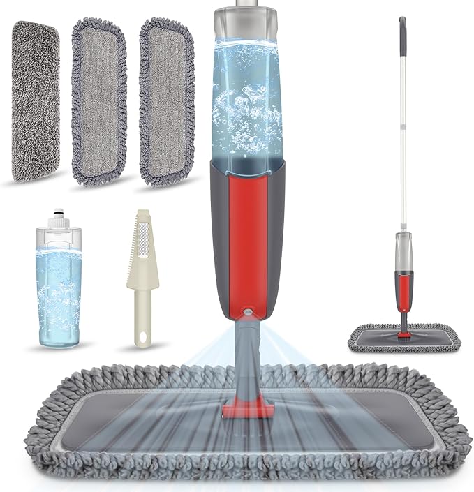Spray Mops for Hardwood Floors Cleaning: MEXERRIS Falt Mop with 3 Microfiber Pads for Swiffer Powermop - Wet Dust Floor Mop with Sprayer Home Commercial Use for Wood Laminate Wood Tile Vinyl