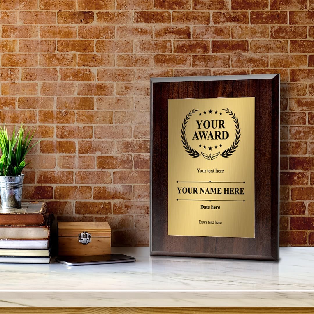 Signs ByLITA Customizable Wooden Plaque Award | Easel Mount Option | Recognition Gift for winners of awards, certificates and achievements | Employee Student Prize