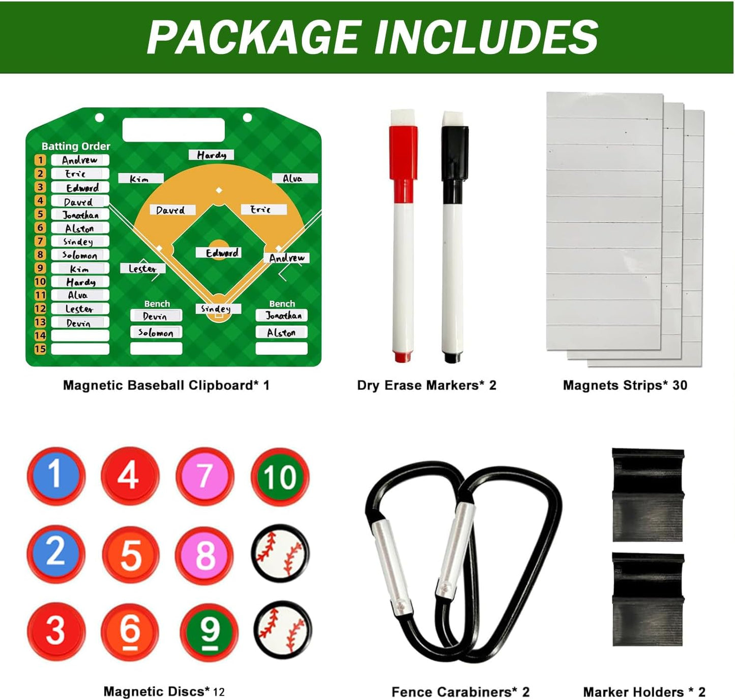 Magnetic Baseball Lineup Board | Baseball Dry Erase Coaching Broad | Softball Lineup Cards Marker Boards | Baseball Clipboard for Coaches | Baseball Lineup Board for Dugout