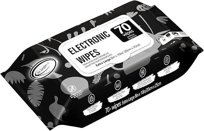 Air Jungles Electronic Wipes Screen Cleaning 70 Count, No Cloth Needed, Extra Large 8"x10" Tech Cleaner Wipes for LED Screen, TVs, Cars, Computer,Tablets, Phones, Laptops, VR, Monitors