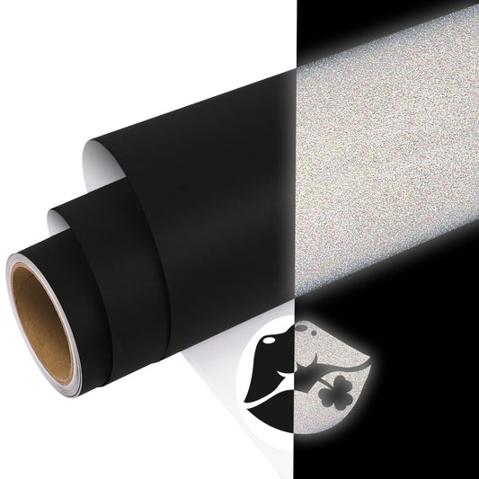 WRAPXPERT Black Reflective Vinyl for Cricut, 12" x5ft Reflective Vinyl Permanent Adhesive Roll for Mailbox Numbers, Cars, Trucks, Motorcycles, Bikes, Helmets, Reflective Black