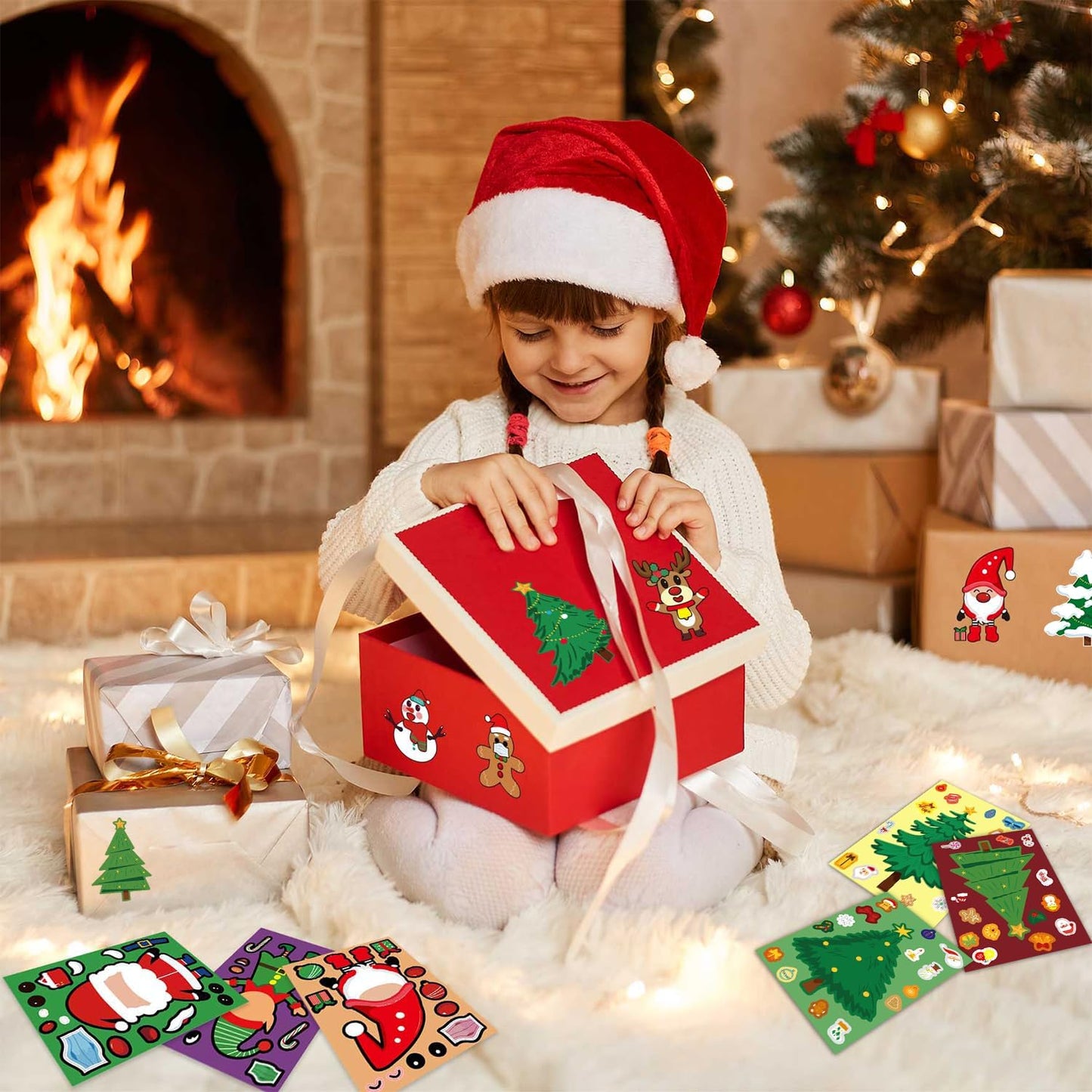 Christmas Stickers for Kids, 36 Sheets Make Your Own Christmas Crafts Party Favors for Kids Boys Girls, Holiday Stickers Party Games Activities Goody Bag Stuffers Gifts