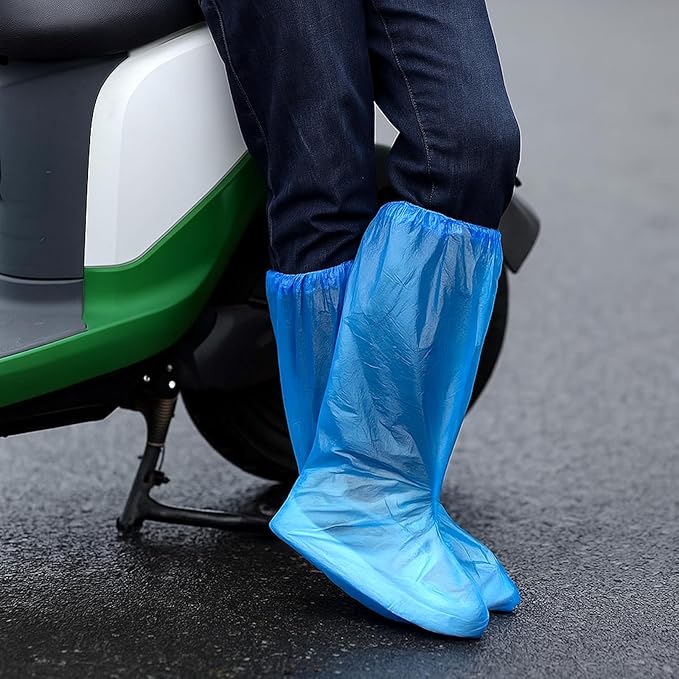 50 Pcs Disposable Waterproof Shoe Covers Non-Slip Overshoes for Men Women 19.7x15.4 Inches Blue Reusable for Rain Snow Outdoor Indoor Activities