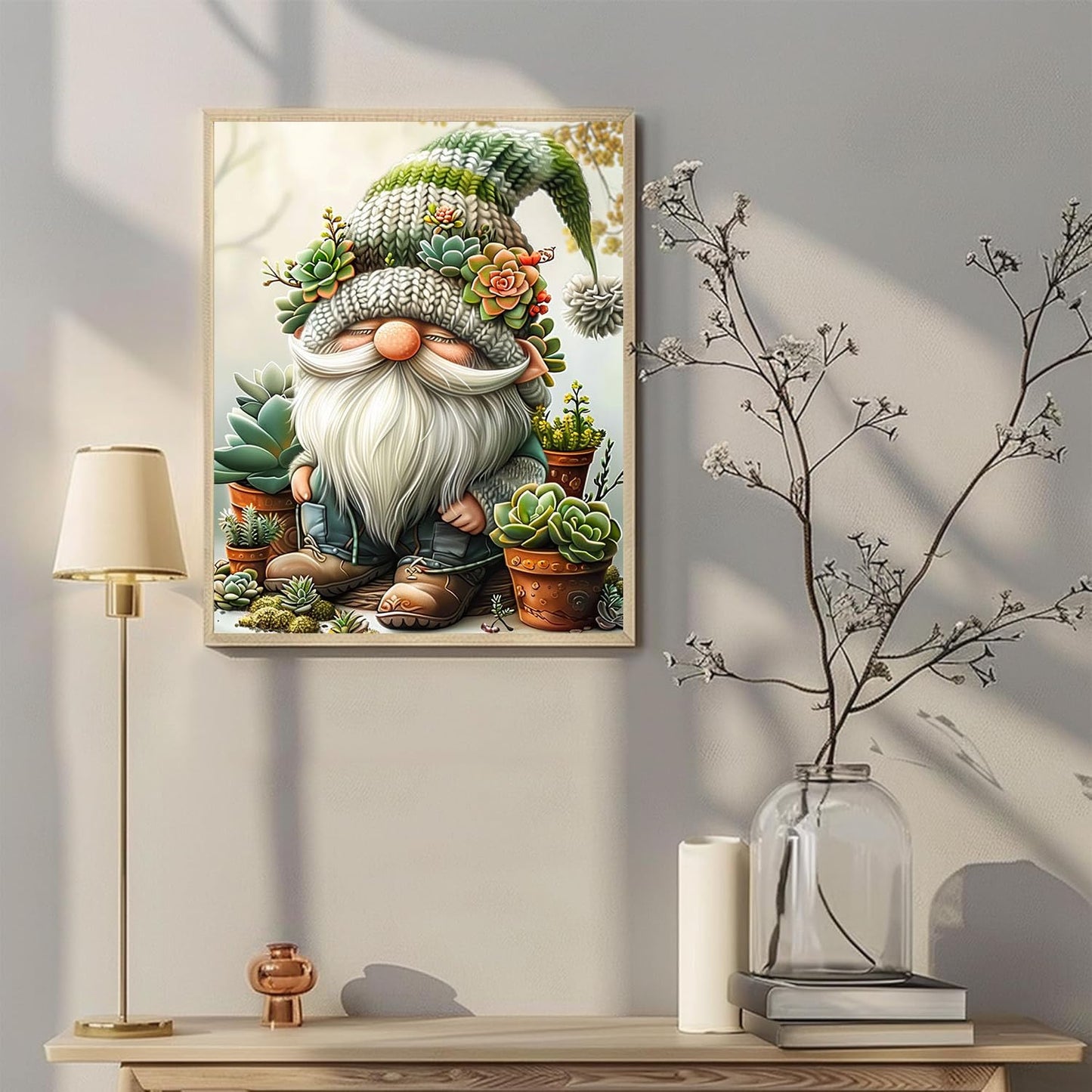 Succulents Painting by Number Kits for Adults Beginners-Succulents Plant Acrylic Oil Art Kits for Adults,Gnome Art Kits for Adults for Gift Home Wall Decor Gifts 16x20inch(Without Frame)