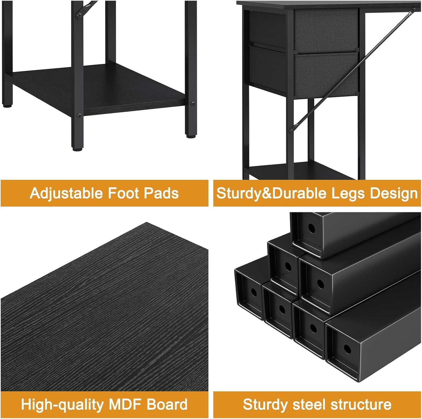 Computer Desk with 4 Drawers, 47 Inch Office Desk with Storage, Gaming Desk with CPU Shelves, Writing Desk Work Desk for Home Office, Study, Bedroom, Work from Home, Black