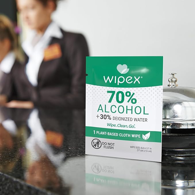 Wipex 70% Isopropyl Alcohol Wipes Individually Wrapped Sachets, Large Electronic wipes in Dispensing Box, Alcohol Prep Wipes, Screen Wipes & Tech Wipes for Sanitizing 100 Count (Pack of 2)