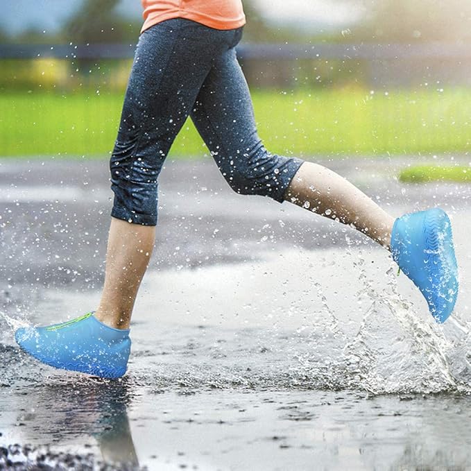Silicone Waterproof Shoe Covers, Upgrade Reusable Overshoes with Zipper, Resistant Rain Boots Non-Slip Washable Protection for Women, Men (XL (Women 11-13, Men 9.5-13), Blue)