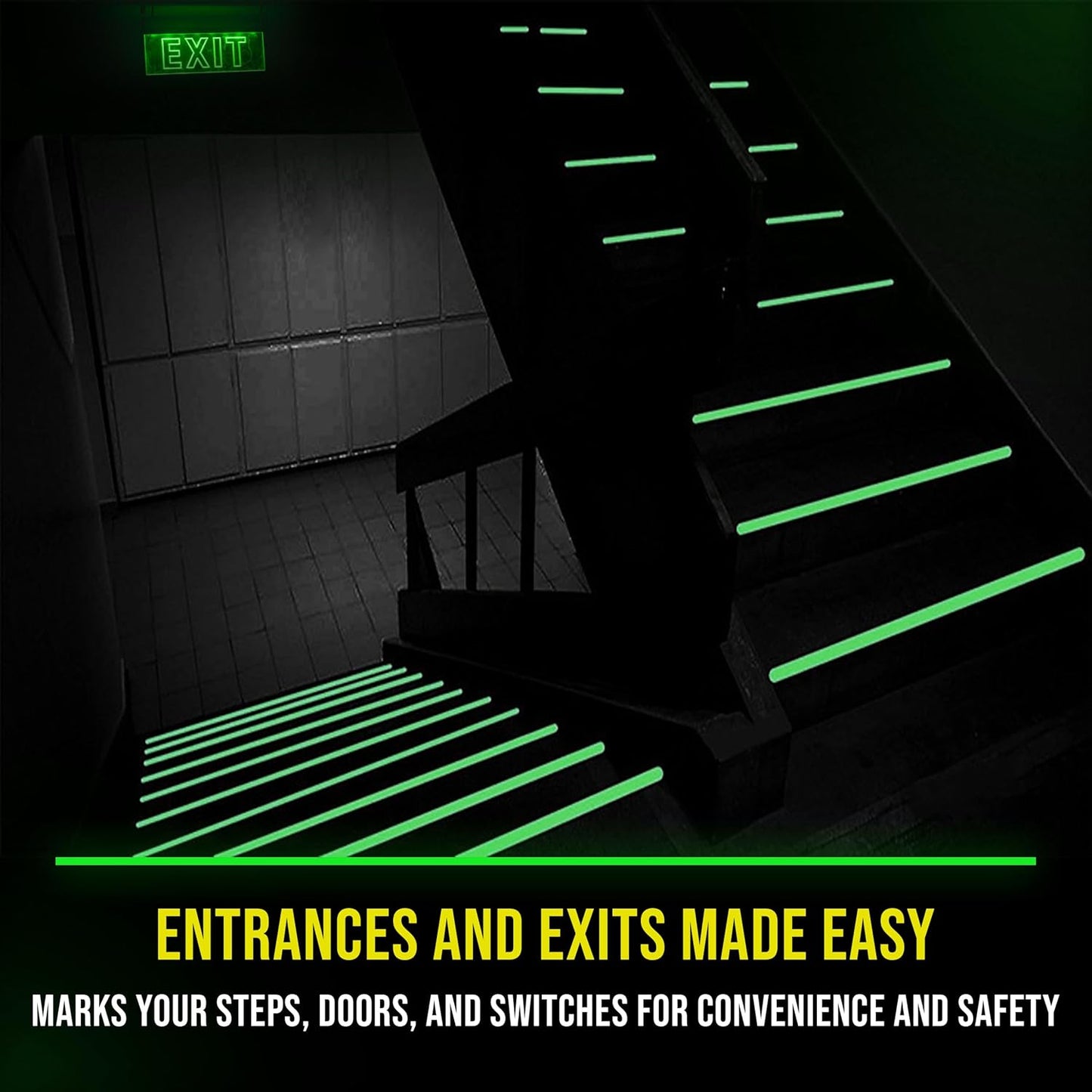 Lockport Glow in The Dark Tape - 2 Pack - 30 Ft x 1 in - Bright - Rechargeable - Reflective - Halloween Decoration, Night Decorations, Safety and Home Marking