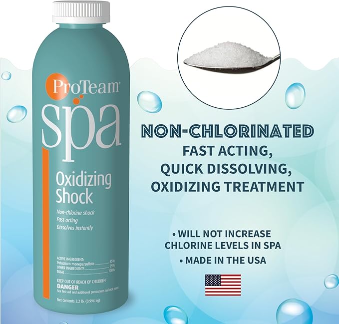 ProTeam Non-Chlorine Spa Shock for Hot Tub – Fast-Acting Oxidizing Shock Treatment, Clears Cloudy Water & Eliminates Odors – Made in USA, 2.2 lb (2 Pack) + SplashWiz Care e-Book
