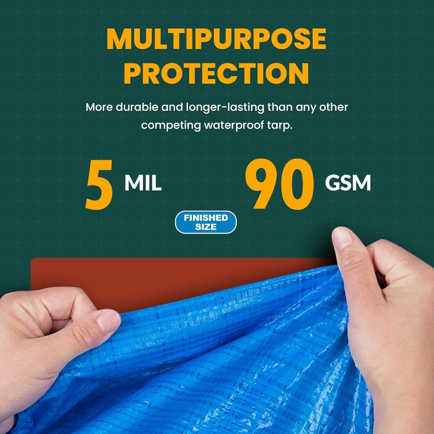 Large Waterproof Tarp - Heavy Duty 5 Mil Thick Poly Tarpaulin Ideal for Canopy Tents, Boats, RV or Pool Covers - Multipurpose Protective Tarps with Grommets for Indoor and Outdoor Use | 30' x 30'