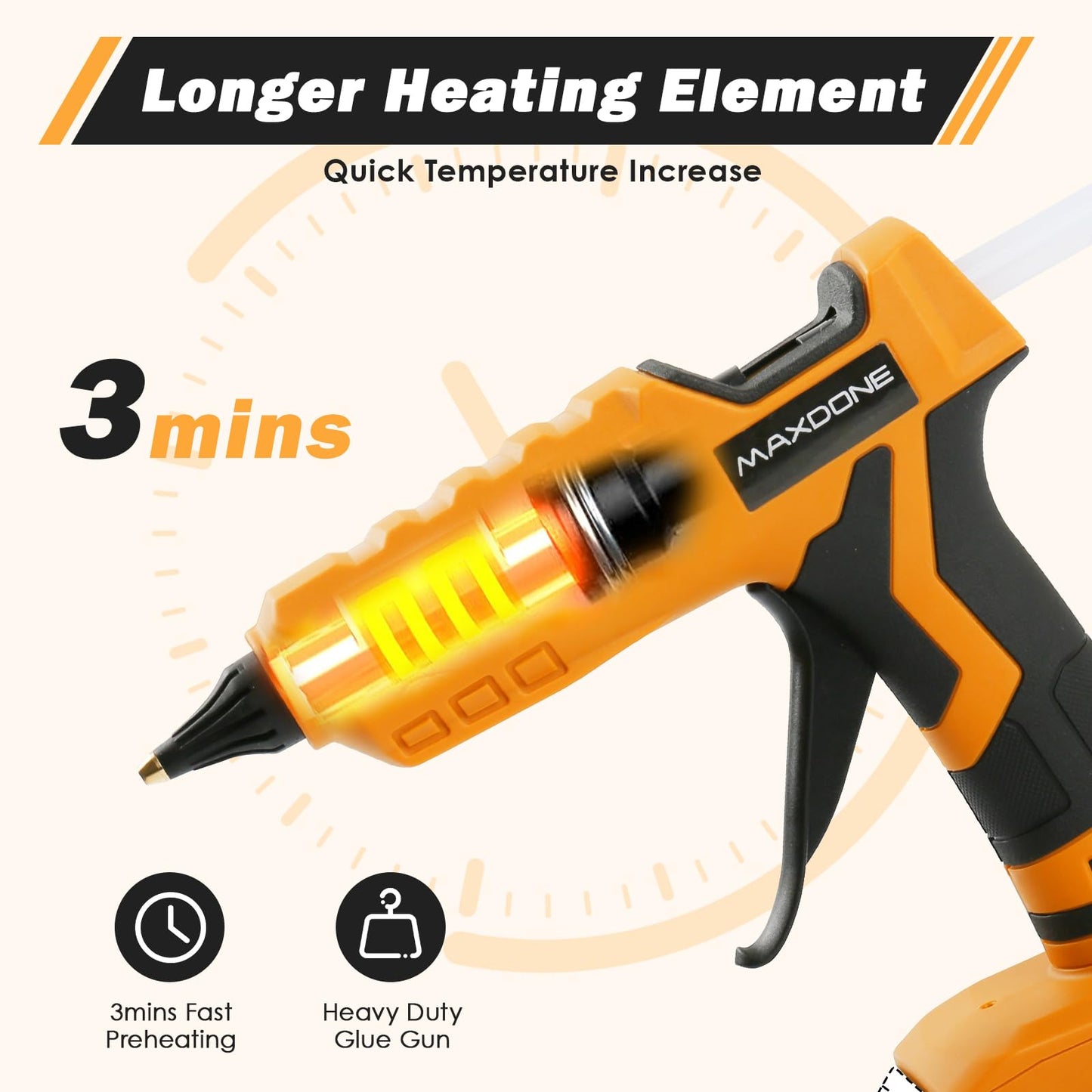 100W Cordless Hot Glue Gun for DeWalt 20V MAX Battery (Tool Only) Wireless Power Glue Gun Full Size with 12pcs Glue Sticks(0.43")(11mm) for Art DIY Craft Home Repair School(Battery Not Included)