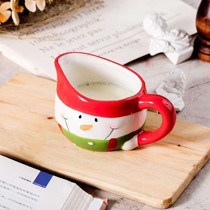 Christmas Sugar and Creamer Set - Ceramic, Adorable Snowman Design - Dishwasher and Microwave Safe