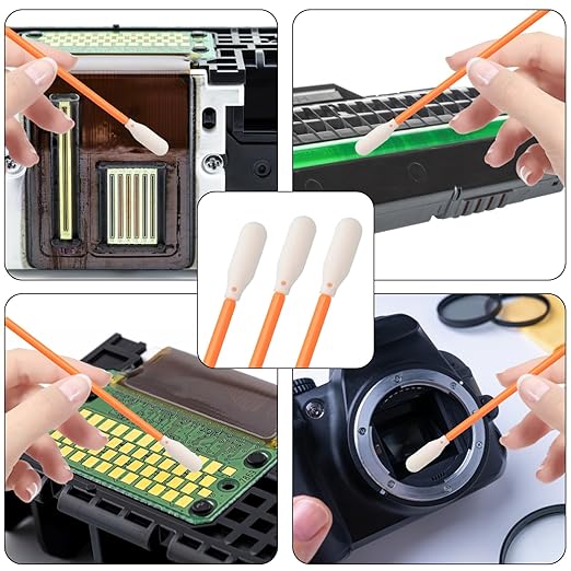 200 Pcs/Orange / 3.66 inch Foam Swab Cleaning Swab Foam Tips Sponge Stick for Inkjet Printer Print Head Camera Optical Lens Optical Equipment