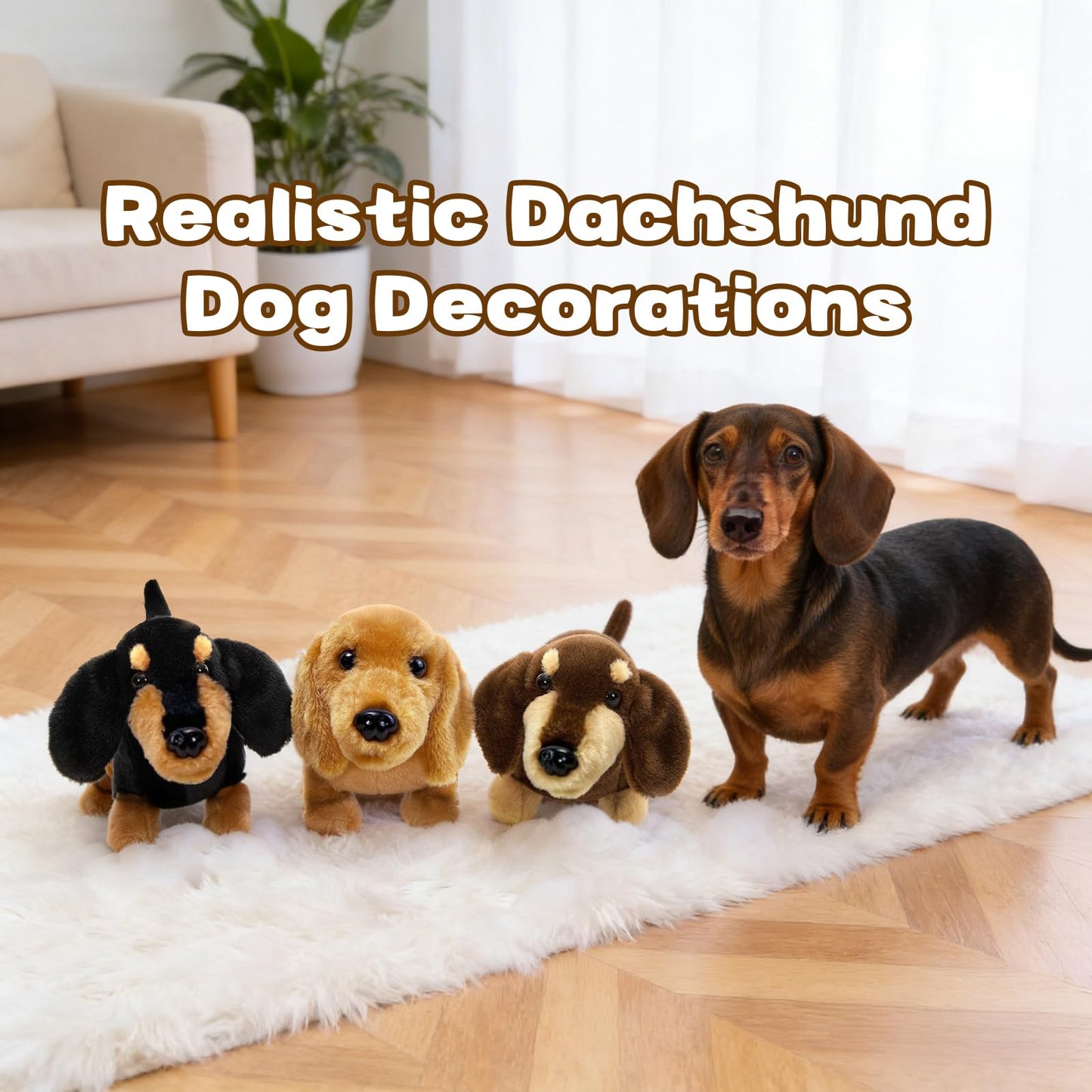 MorisMos 3 Packs Dachshund Stuffed Animals in Bulk,13'' Realistic Weiner Dog Toys for Kid Girl Boy Adult,Lifelike Weiner Dog Puppy Plushies,Bulk Small Stuffed Animal Dachshund Gifts for Birthday Party