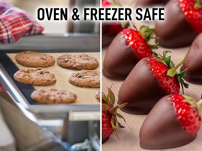 Zulay Kitchen Silicone Baking Mat Set – 2-Pack 16.5″ × 11.6″ Reusable Non-Stick Silicone Baking Sheets, Food-Safe, Heat-Resistant up to 250°F – Perfect for Cookies, Pastries & Oven Use (Dark Gray)