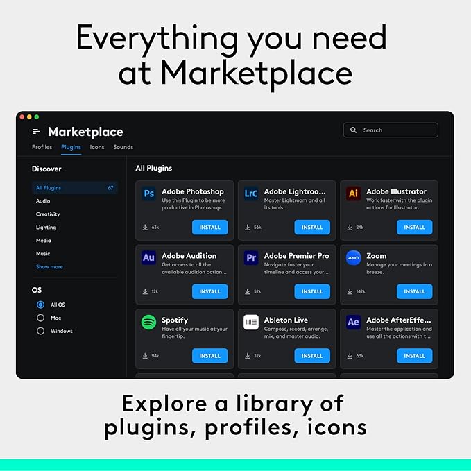 Logitech MX Creative Console, 9 Customizable LCD Keys, Stream Deck Accessories,Connectivity Technology USB-C, Control Dial for Graphic Design, Zoom, Spotify - Graphite, 3-Month Adobe Cloud Membership