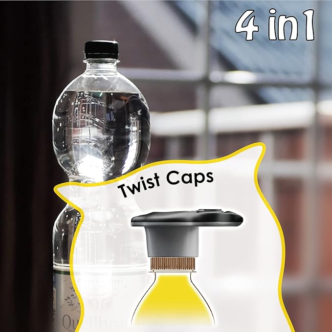 4-in-1 Manual Owl Bottle Opener - BPA-Free Multi-Function Opener for Bottle Caps, Jars, Pull Tabs & Twist Caps, Ergonomic Design for Kids, Seniors & Weak Hands (Black)