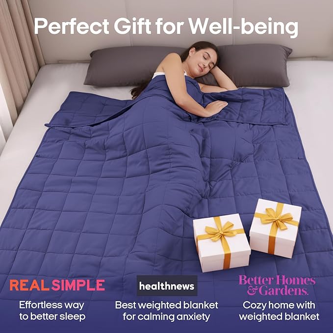 ZonLi Weighted Blanket for Adults(80"x87", 20lbs,Dusk Blue) King Size High Breathability Cooling Heavy Blanket, Soft Material with Premium Glass Beads,All-Season.