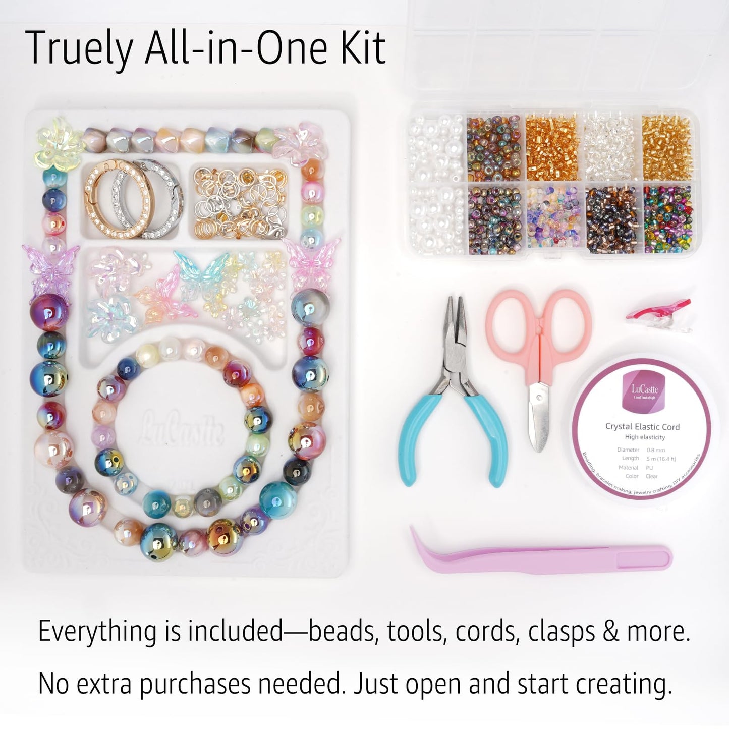 LuCastte Stellar Beading Designer Kit, Bracelet Making Kit for Beginner with Guide,1600pcs Beads for Bracelets Making, Jewelry Making Kit Premium Resin Beads Seed Beads, Art Kit Gift Travel DIY
