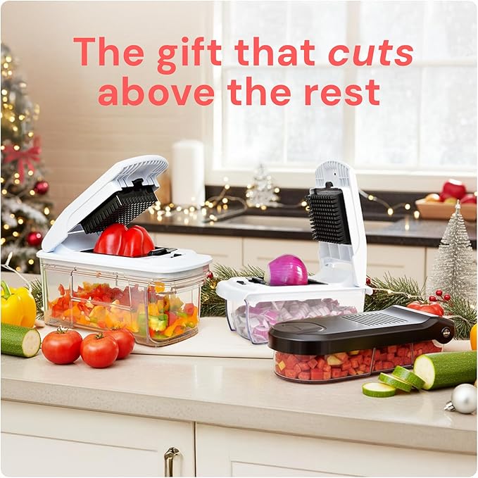 Fullstar The Original Pro Chopper - Vegetable Chopper and Spiralizer, Food Chopper with Container, Fruit Slicer, Kitchen Gadgets & Gifts, Home Essentials (7 in 1, Black)