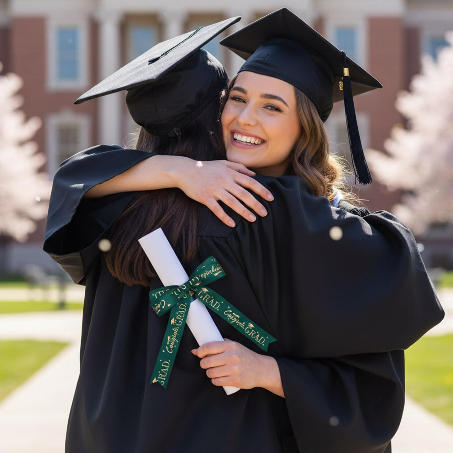 Class of 2026 Ribbon Graduation Ribbon for Flower Bouquet 3 Rolls 60 Yards Green and Gold Satin Ribbons 1 Inch Congrats Grad Ribbons for Gift Wrapping Crafts Graduation Party Decor Lei Making