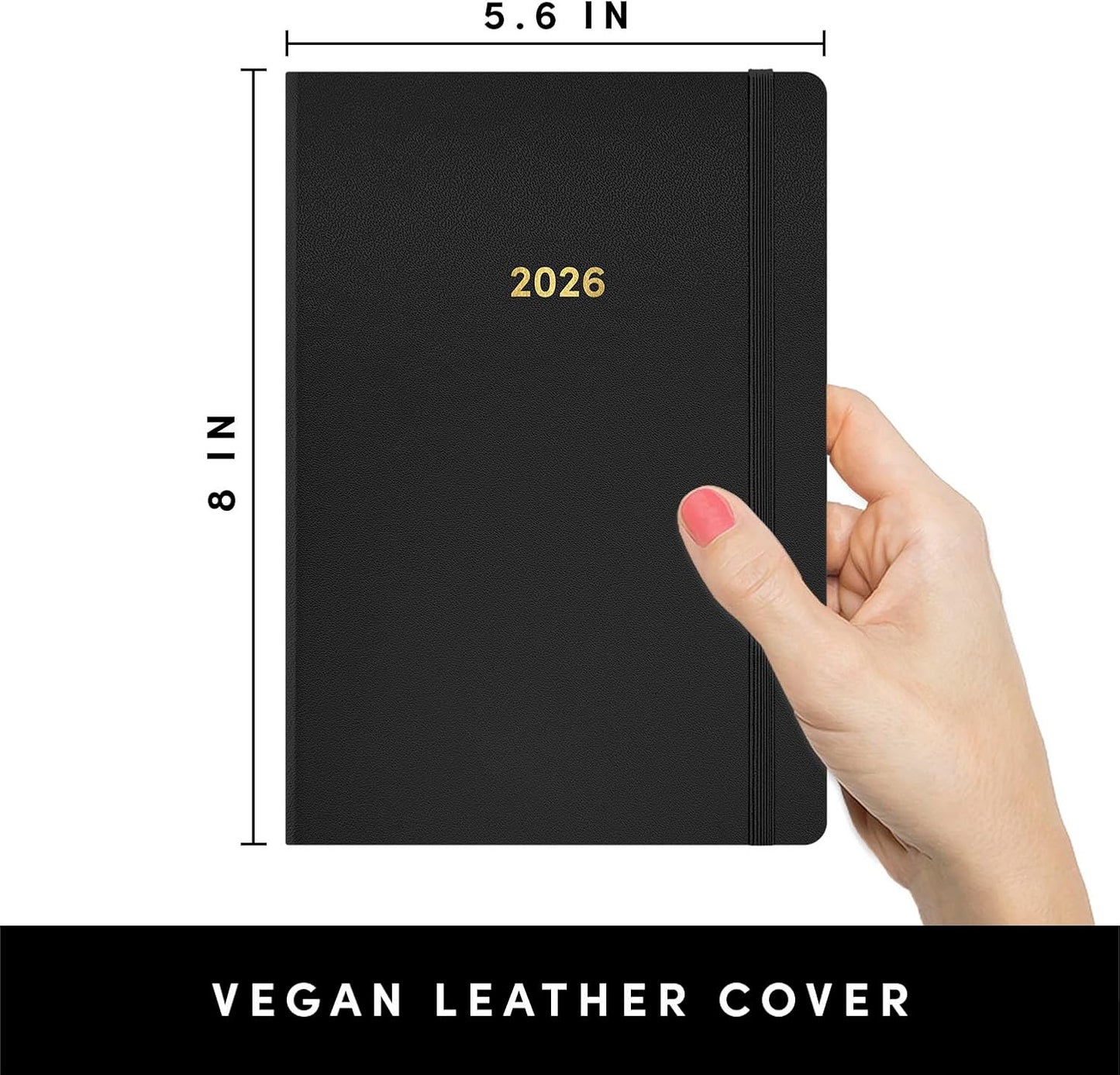 PAPERAGE 2026 Weekly & Monthly Planner, 12 Months (January 2026 - December 2026), 5.6 in x 8 in, Hardcover 2026 Planner with Weekly & Monthly Spreads, Note Pages, Stickers & Back Pocket – Black
