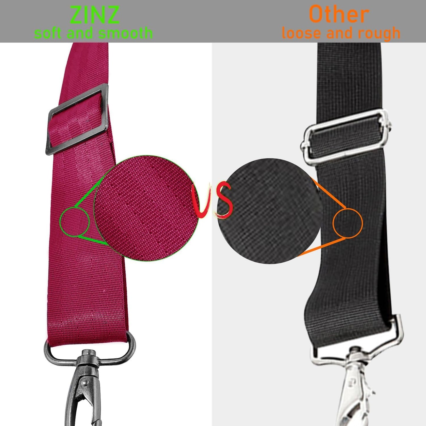 ZINZ 77 Inch Shoulder Strap Univesal Bag Strap with Fixed Pad Ultra Thick Plus Long & Breathable Cushion, Replacement Strap for Bags,Red