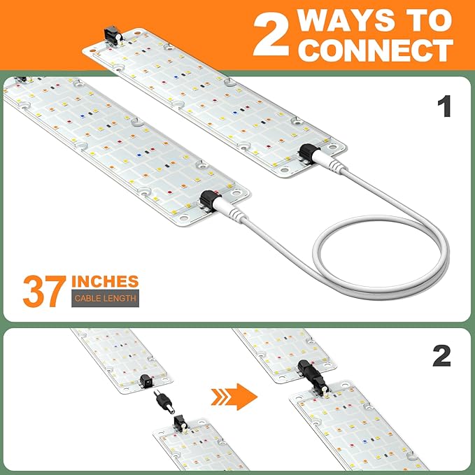 DOMMIA Grow Lights, 40W Linkable Grow Lamps for Indoor Plants Full Spectrum, 6/12/16h Timer, Dimmable Ultra-Thin Plant Light for Indoor Growing, Bluish White, 2-Set