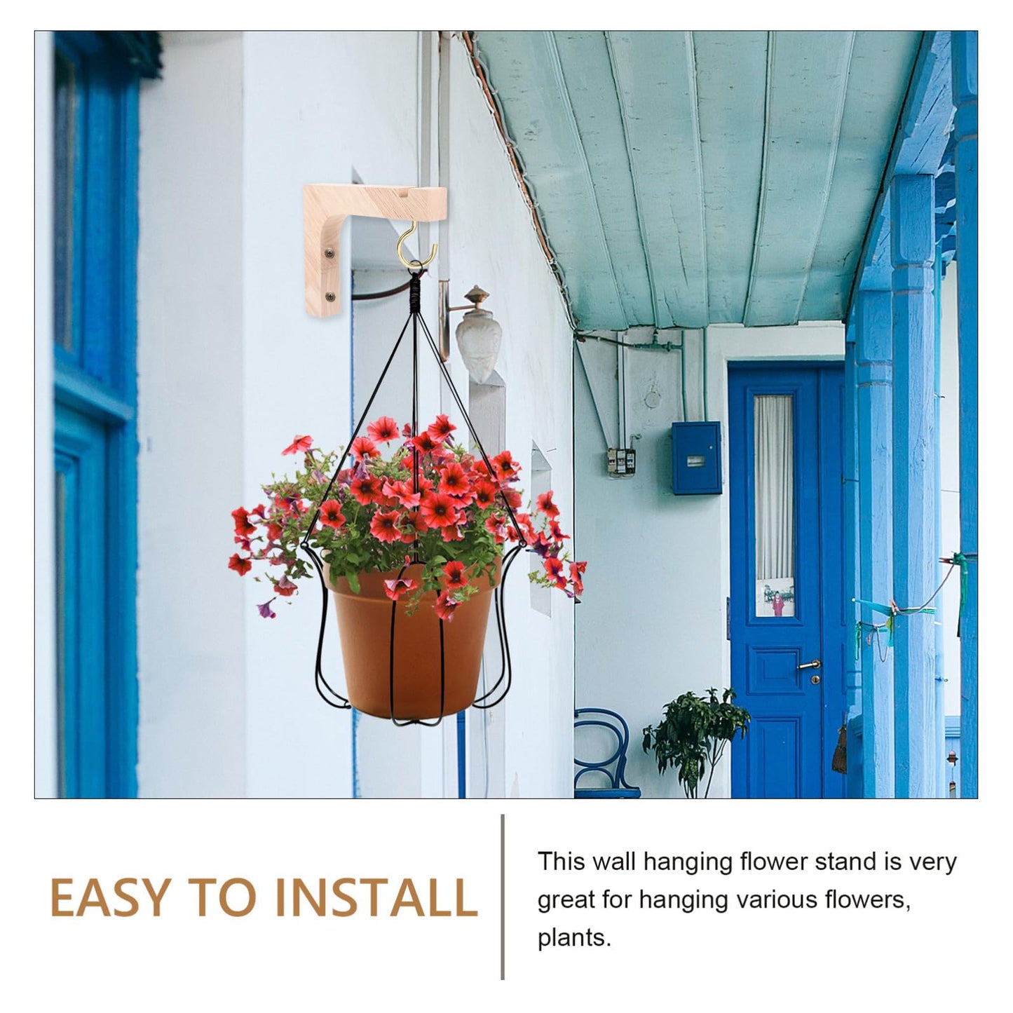 ARTIBETTER Wooden Plant Hangers 2pcs Planter Hooks for Wall Heavy-Duty Indoor Outdoor Hanging Plant Brackets Flowerpot Holders Suitable for Garden Patio
