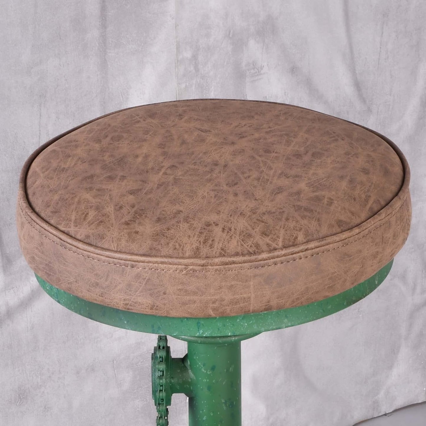 Topower Vintage DIY Bar Stool Bicycle Chain Iron Pedal Retro Industrial Height Adjustable Bicycle Wheel Design bar Chair Set of 2 Antique Green