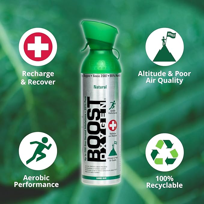 Boost Oxygen Large Natural 10L Canister | Respiratory Support for Aerobic Recovery, Altitude, Performance & Health (2 Pack)
