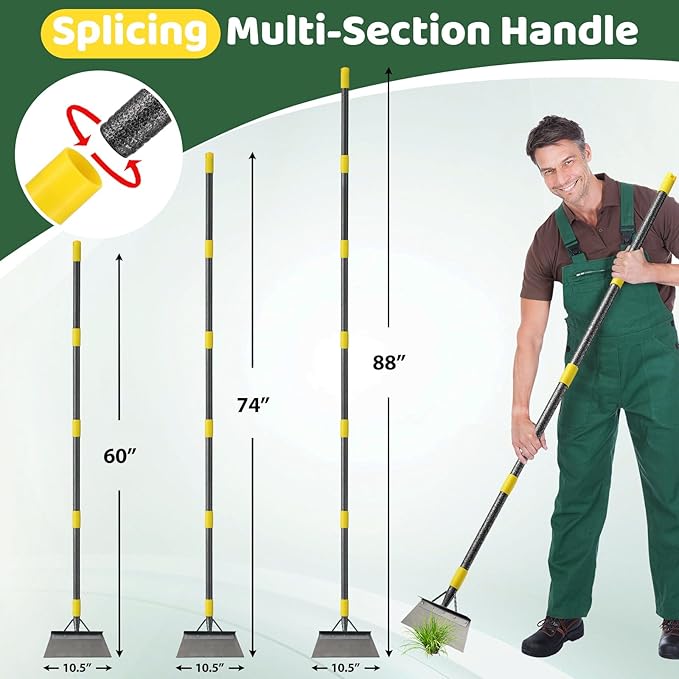 Snow Shovel Ice Scrapers, 60” Garden Flat Shovel for Driveway Snow Ice Removal, Stainless Steel Multifunctional Cleaning Shovels Chopper Floor Scraper for Outdoor Walkway Car