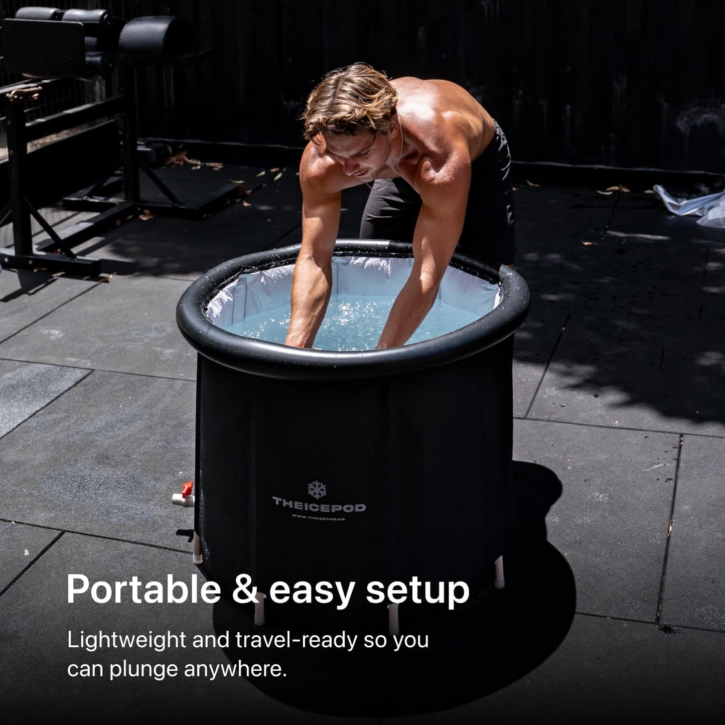 The Pod Company Pro Ice Pod Complete Cold Plunge Bundle – 100-Gallon Ice Bath with 18 Ice Bricks, Insulated Lid & Cover, Water Jet, Maintenance & Cleaning Kit, Thermometer & Floor Mat