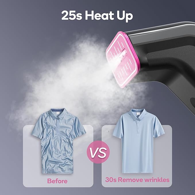 Travel steamer for clothes,100V-240V dual voltage steamer & iron 2 in 1,integrated 170ml tank 25s fast heat-up,1.2lbs portable fabric iron,handheld steaming wrinkles remover for garments(Panda colors)