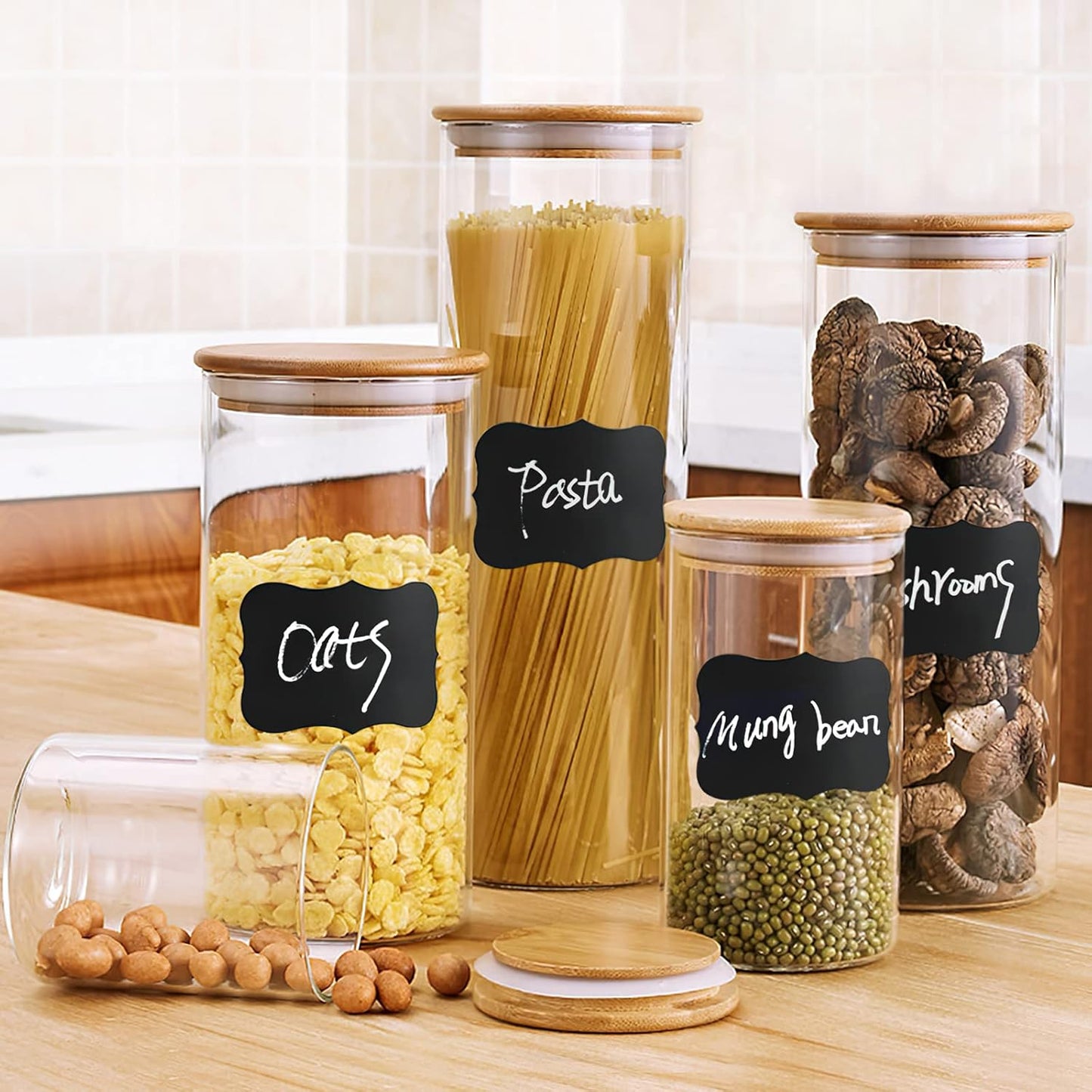 120 Pcs Chalkboard Labels for Storage Bins, Chalk Labels for Containers, Waterproof Mason Jar Labels, Reusable Chalk Labels for Mason Jar, Parties Decoration, Weddings, 2 Liquid Markers