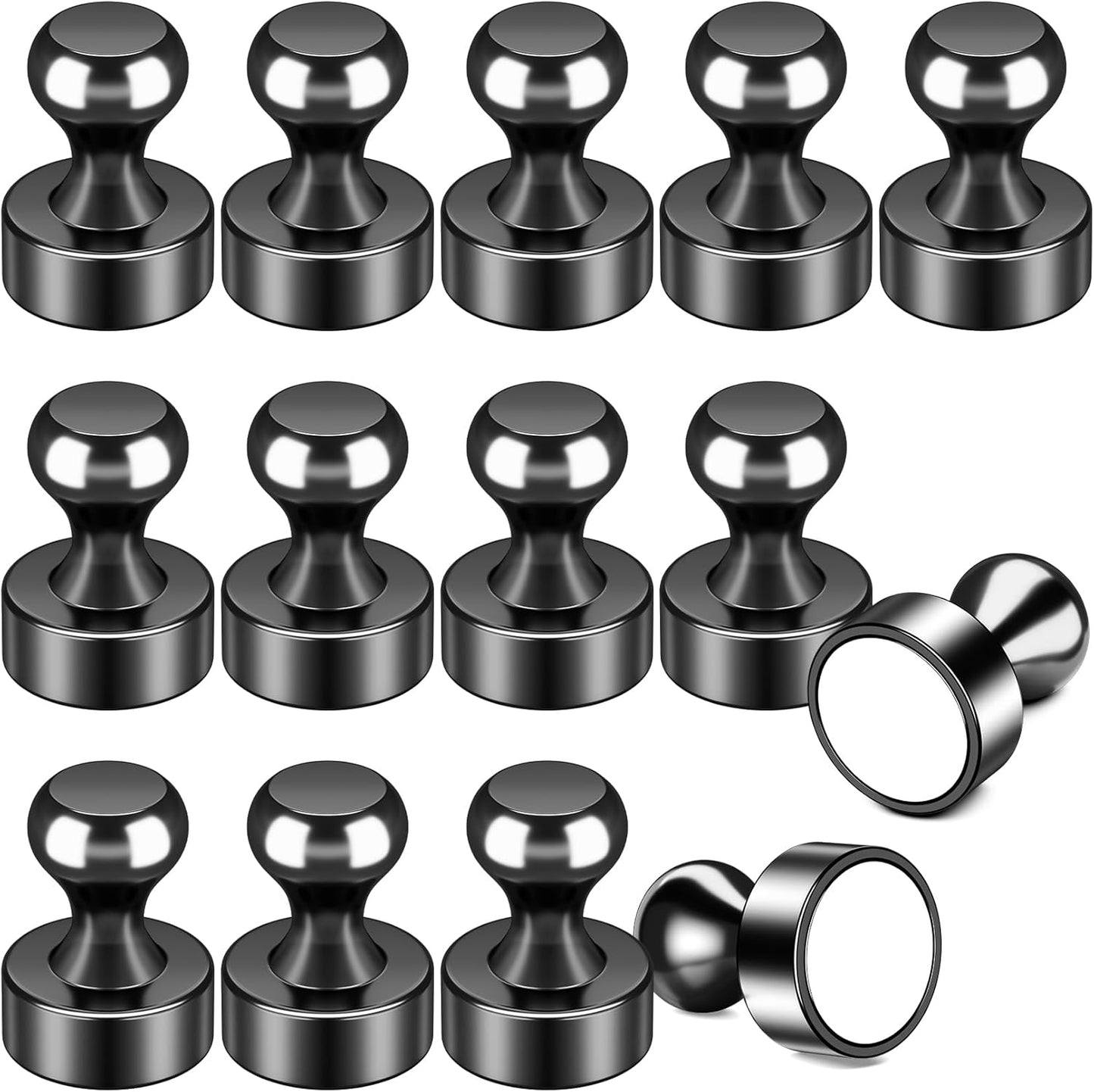 FINDMAG Fridge Magnets, Small and Strong Refrigerator Magnet, Cool Black White Board Magnets, Cute Magnet Push Pins for Office, Kitchen Accessories, Classroom, Bulletin Boards, Photos, Pack of 14
