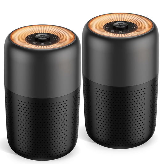 2 Pack YARIKI Air Purifiers for Bedroom Home with Aromatherapy Function,Small Air Purifier with Nightlight Speed Control,24dB Lo