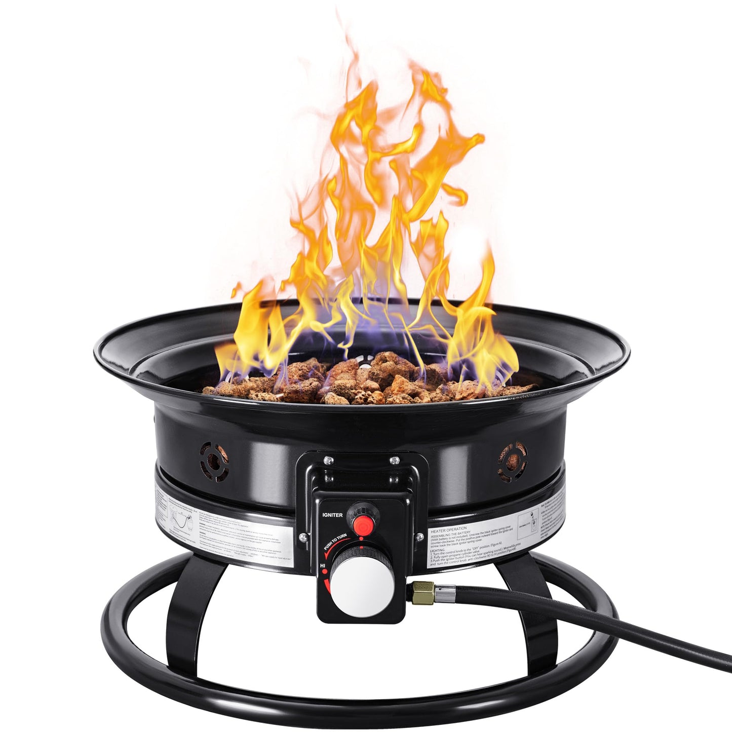 Devoko 19 Inch Smokeless Propane Fire Pit 53000 BTU Portable for Outside,Backyard, RV Camping and Beach Party