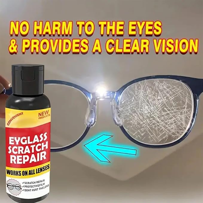 Eyeglass Scratch Remover for Lenses, 100g Protective Coating Eyewear Cleaner Repair Lens Glass Grinding Scratch Cleaner Sunglasses Screen and Camera Cleaning Kit