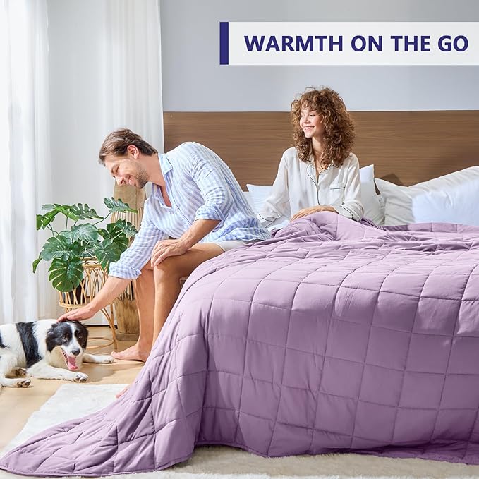 yescool Weighted Blanket for Adults (20 lbs, 88” x 104”, Purple) Cooling Heavy Blanket for Sleeping Perfect for 190-210 lbs, Queen Size Breathable Blanket with Premium Glass Bead, Machine Washable