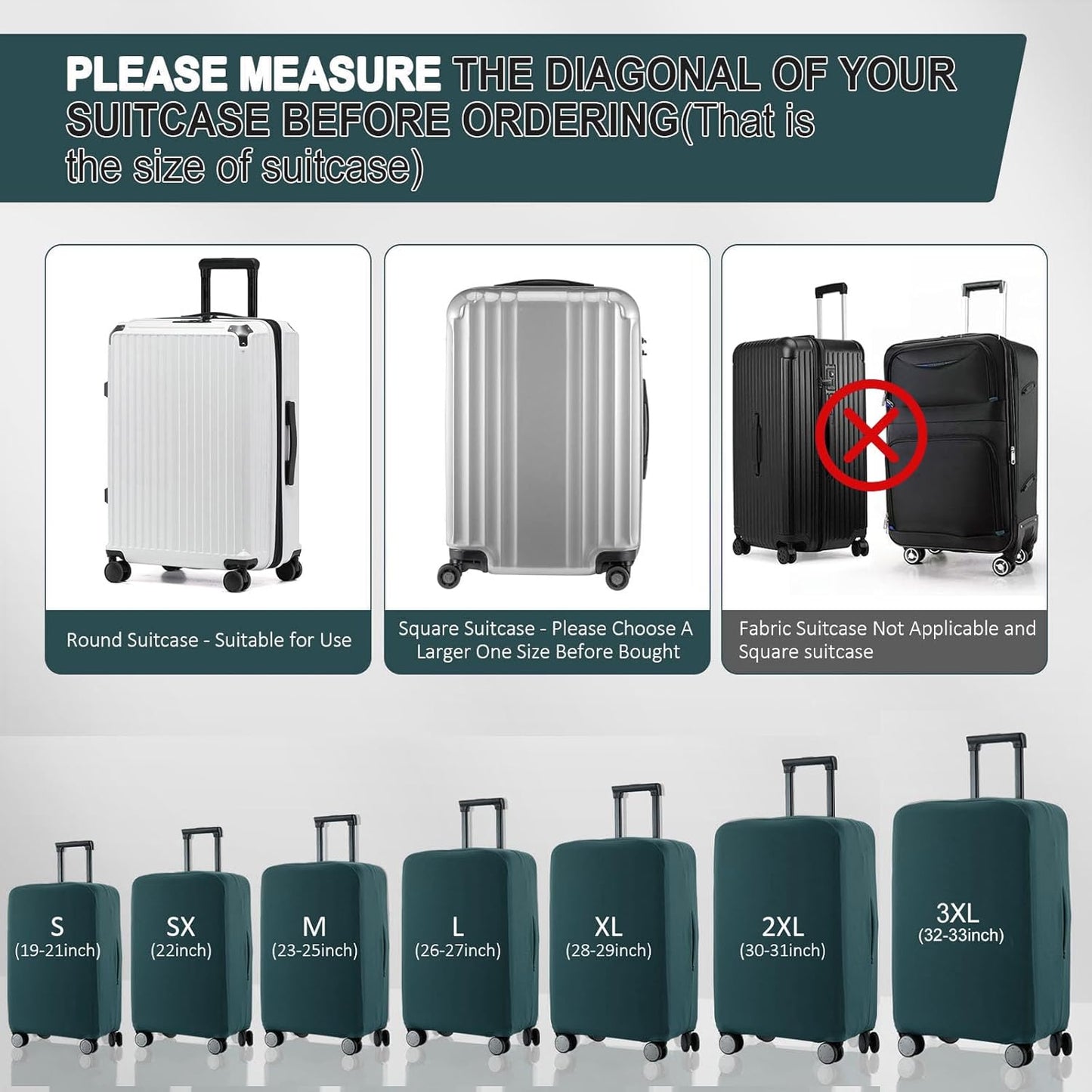 Travel Luggage Cover Suitcase Protector Scratch-Resistant Fit 19-31 Inch Suitcase, Not Included Suitcase (Avocado Green, L(26-27 inch))