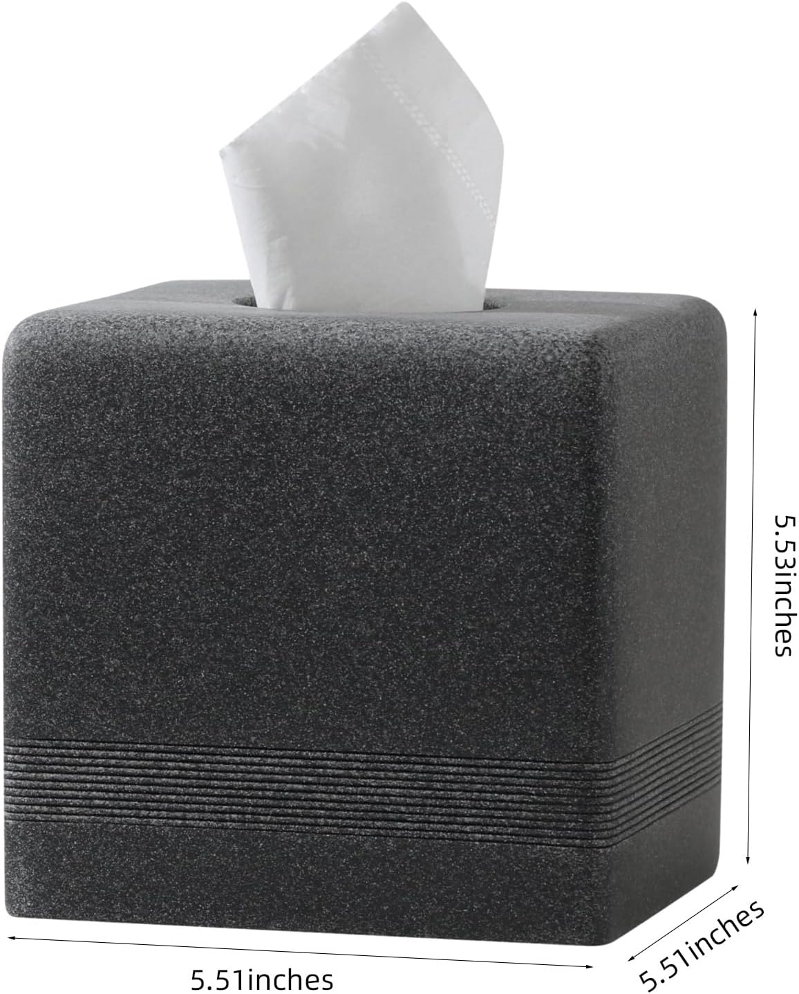 Tissue Box Cover Square, Resin Facial Tissue Holder Covers Cube Toilet Paper Holder Case Dispenser Home Decorative for Bathroom Kitchen Bedroom Living Room Office (Black)